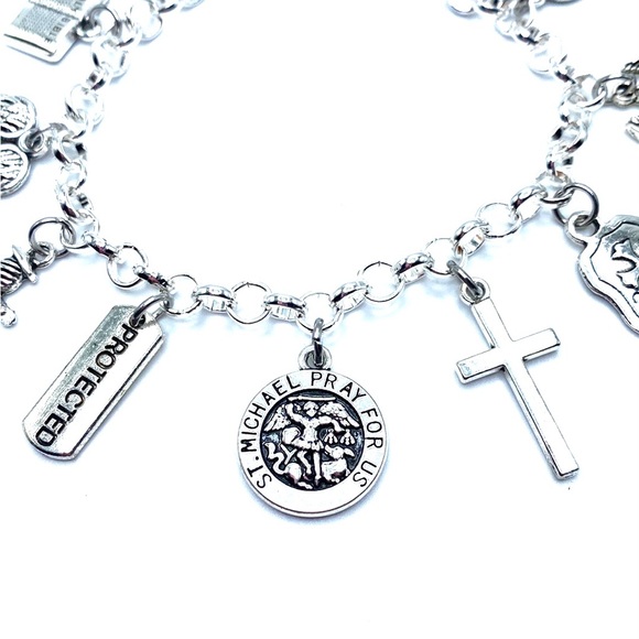 Saint Michael Charm Bracelet Protector Religious Christian Archangel - Picture 7 of 8